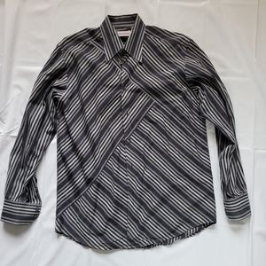 Versace Mens Dress shirt gray stripes gray grey